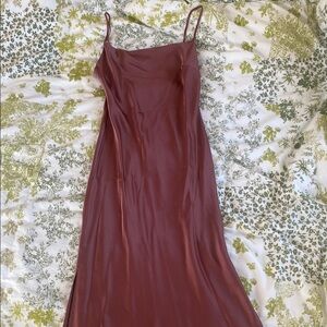 Elegant Mauve Spaghetti Strap Dress